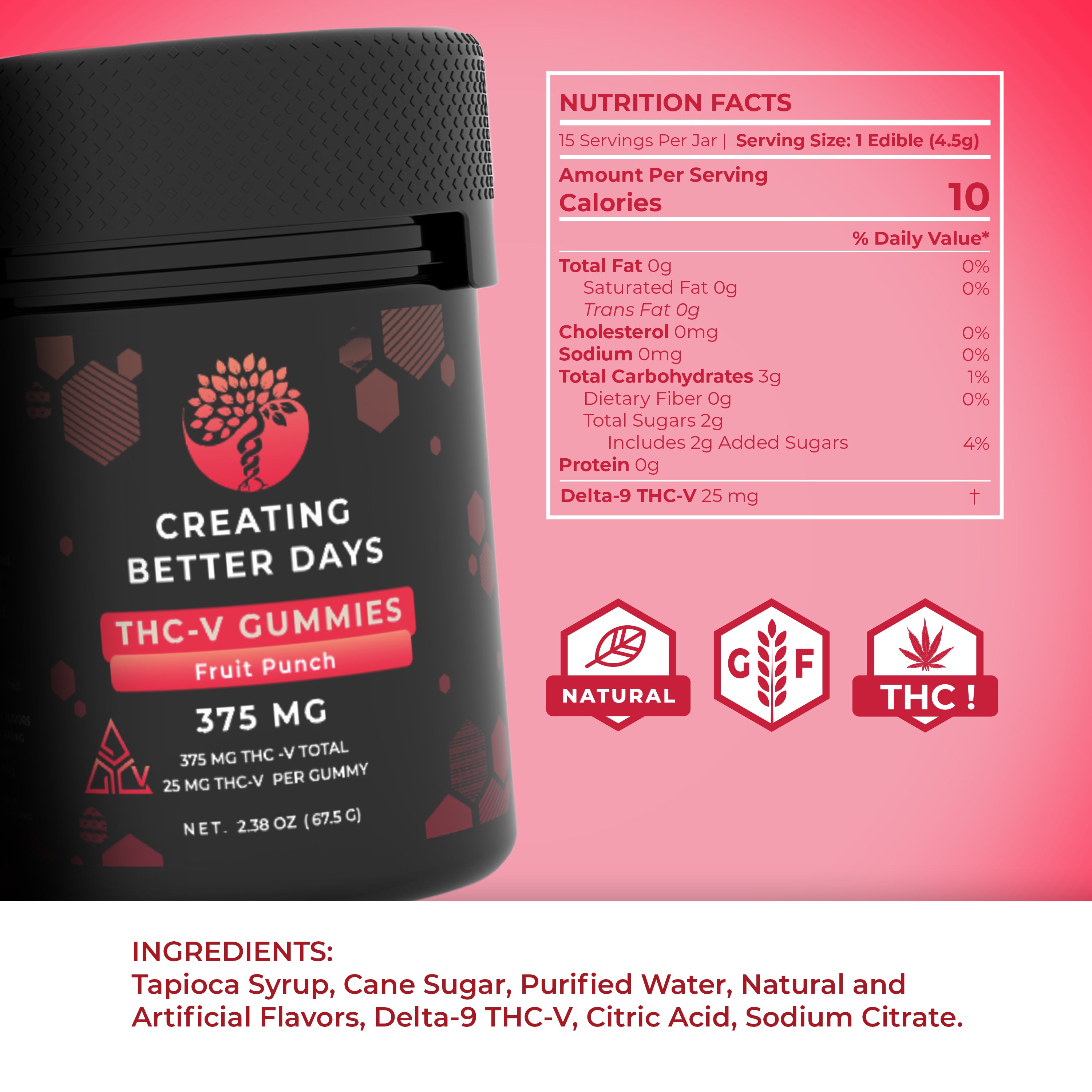 Fruit Punch THCV Gummies 375 MG