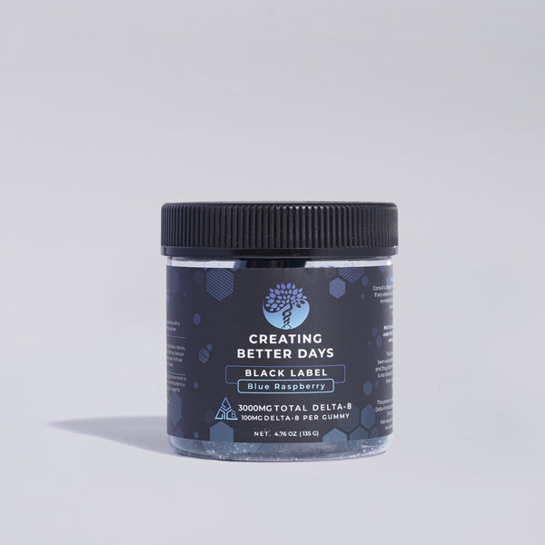 3000mg Blue Raspberry Delta-8 Gummies - Black Label | Creating Better Days