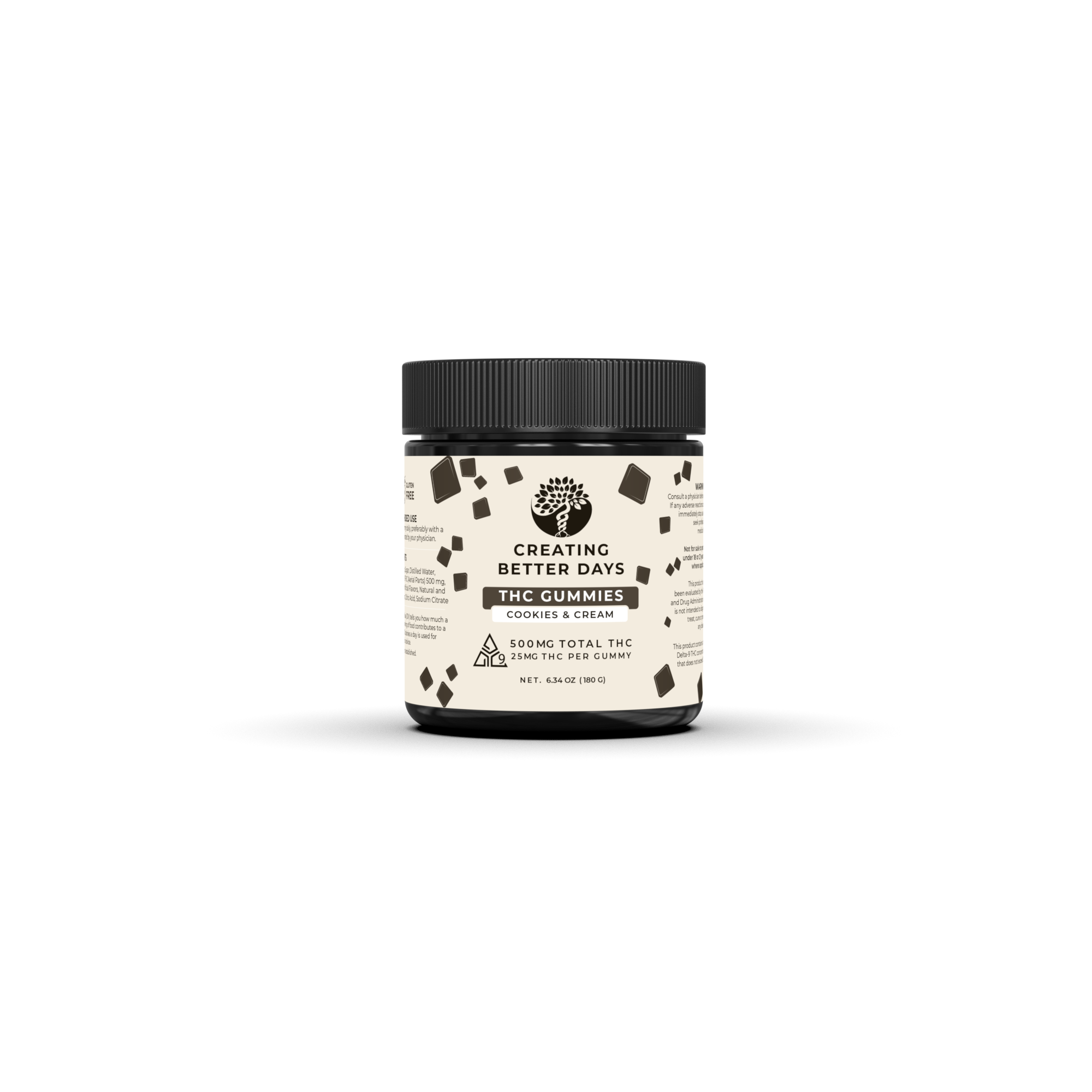 THC Gummies - 25mg Cookies & Cream - High Potency