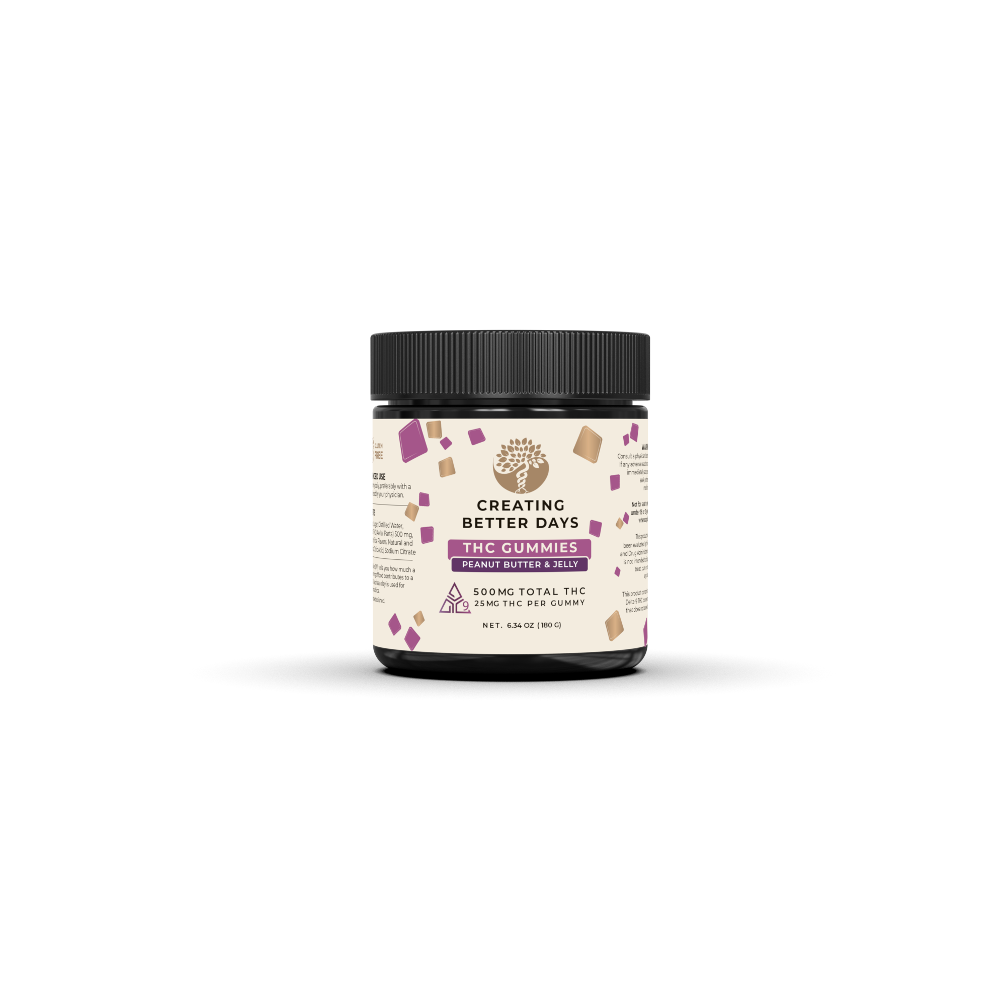 THC Gummies - 25mg Peanut Butter & Jelly - High Potency