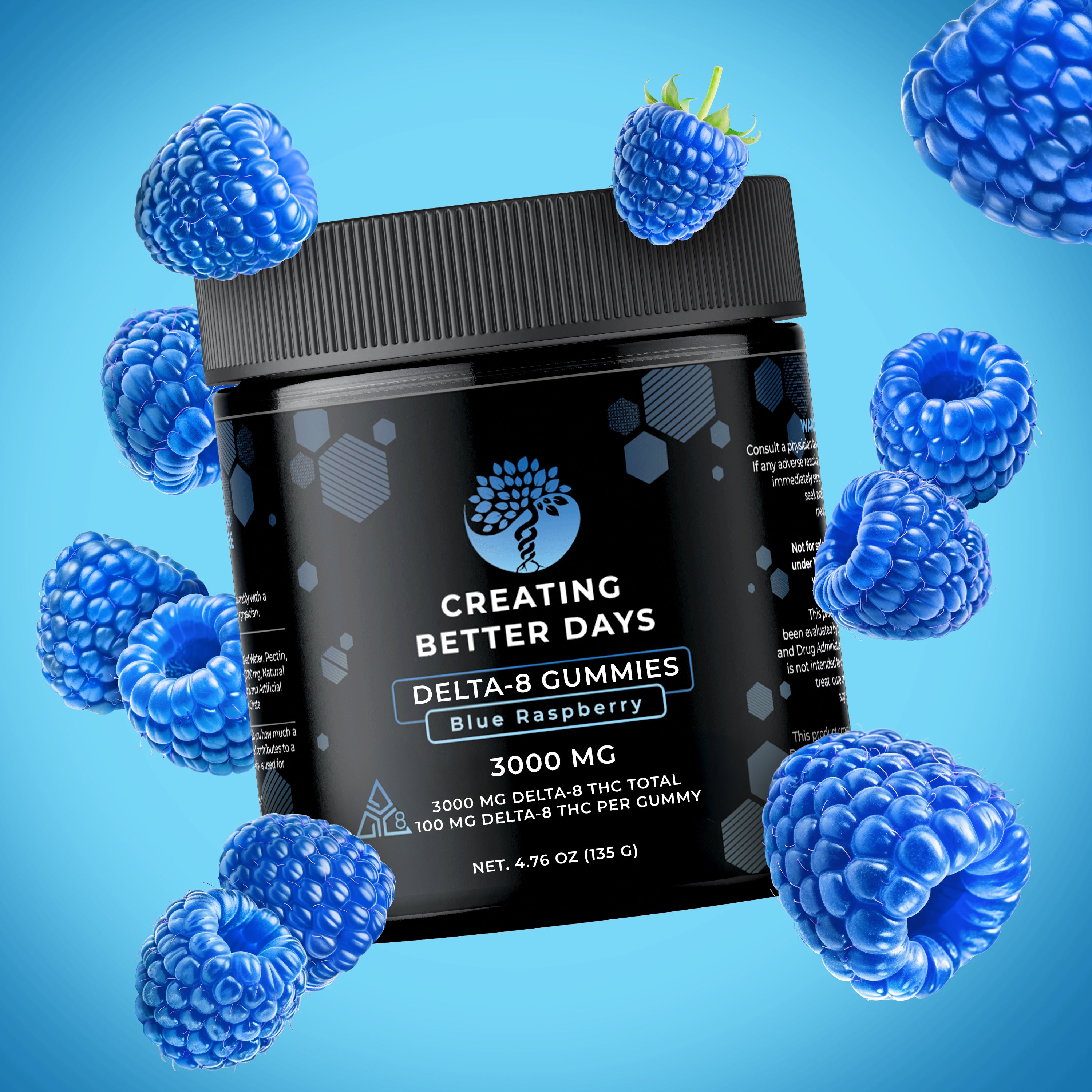 Delta 8 Gummies - 100mg Blue Raspberry - High Potency