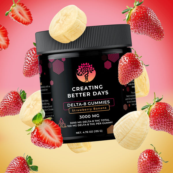 3,000mg Delta 8 Gummies Strawberry Banana