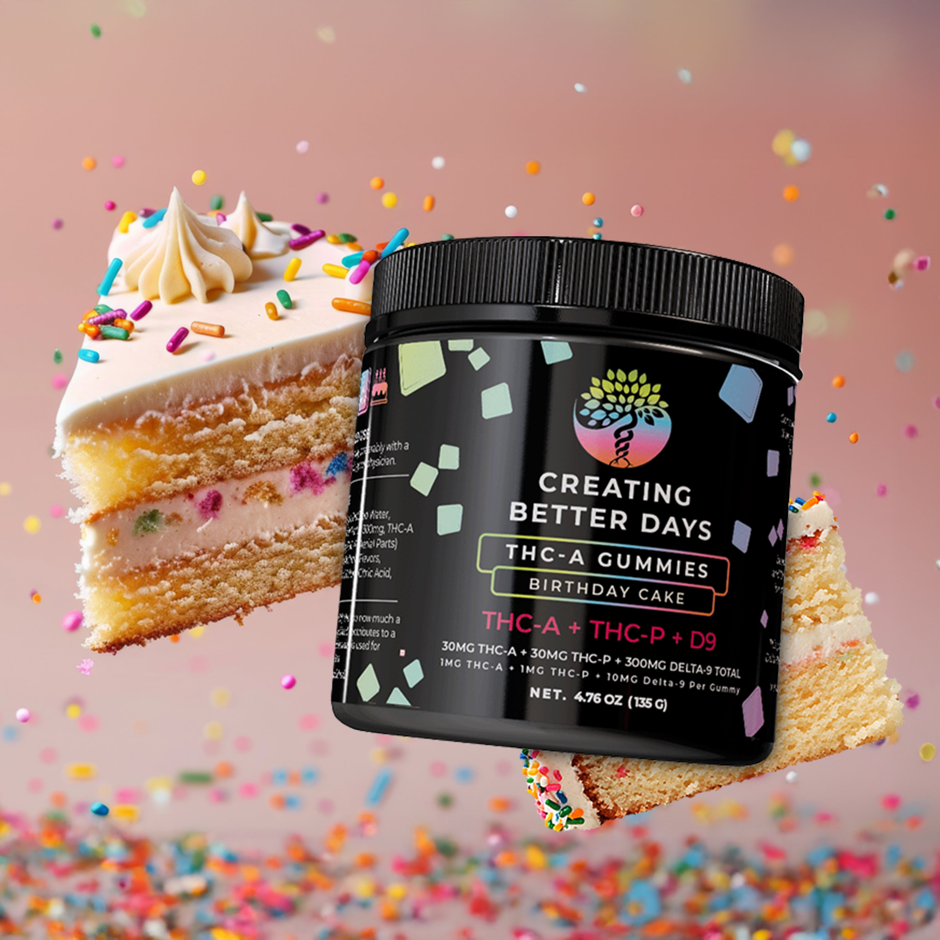 THC Gummies – THCA + Delta-9 + THCP Blend – Birthday Cake - High Potency