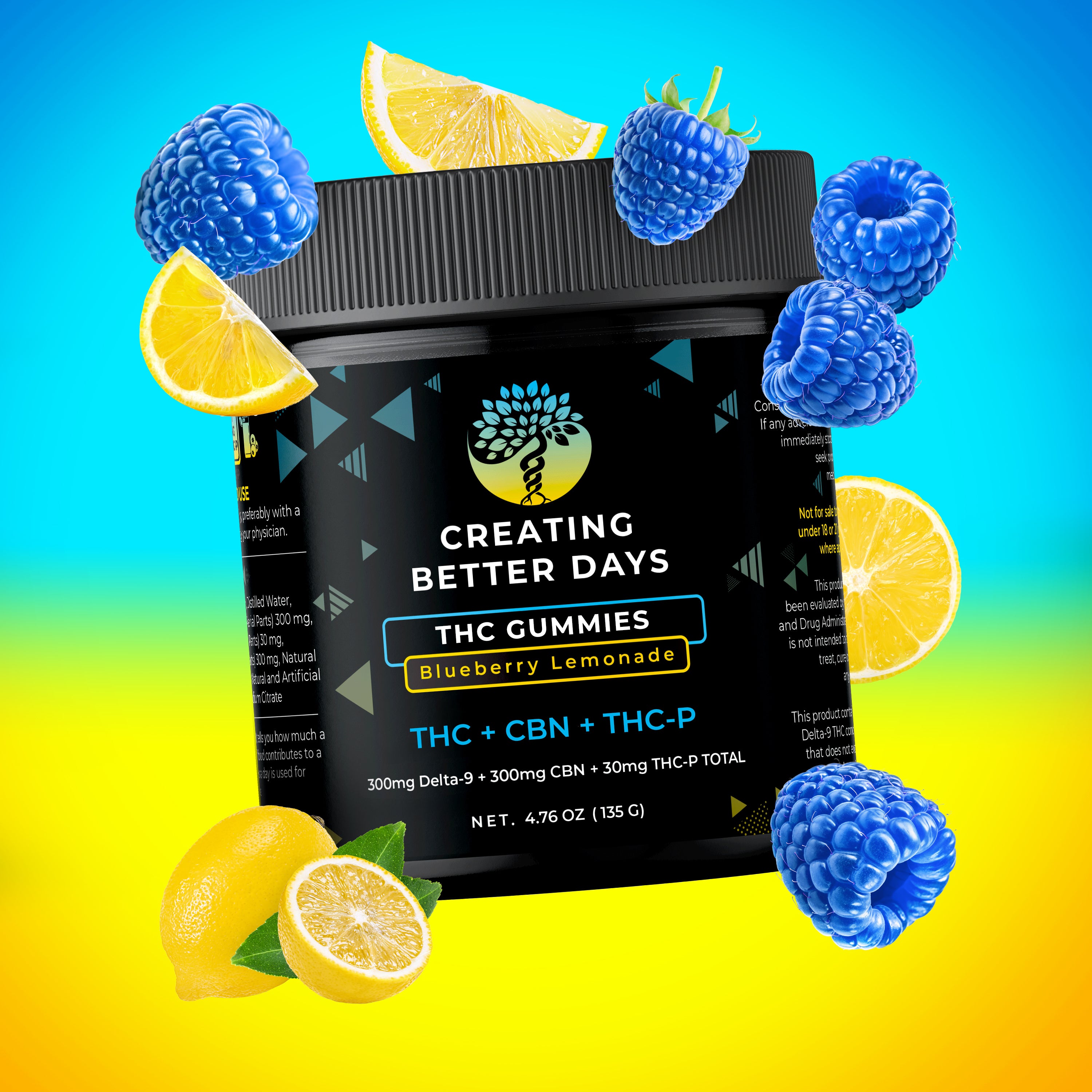 THC Gummies – THCA + THC + THCP Blend – Blueberry Lemonade - High Potency