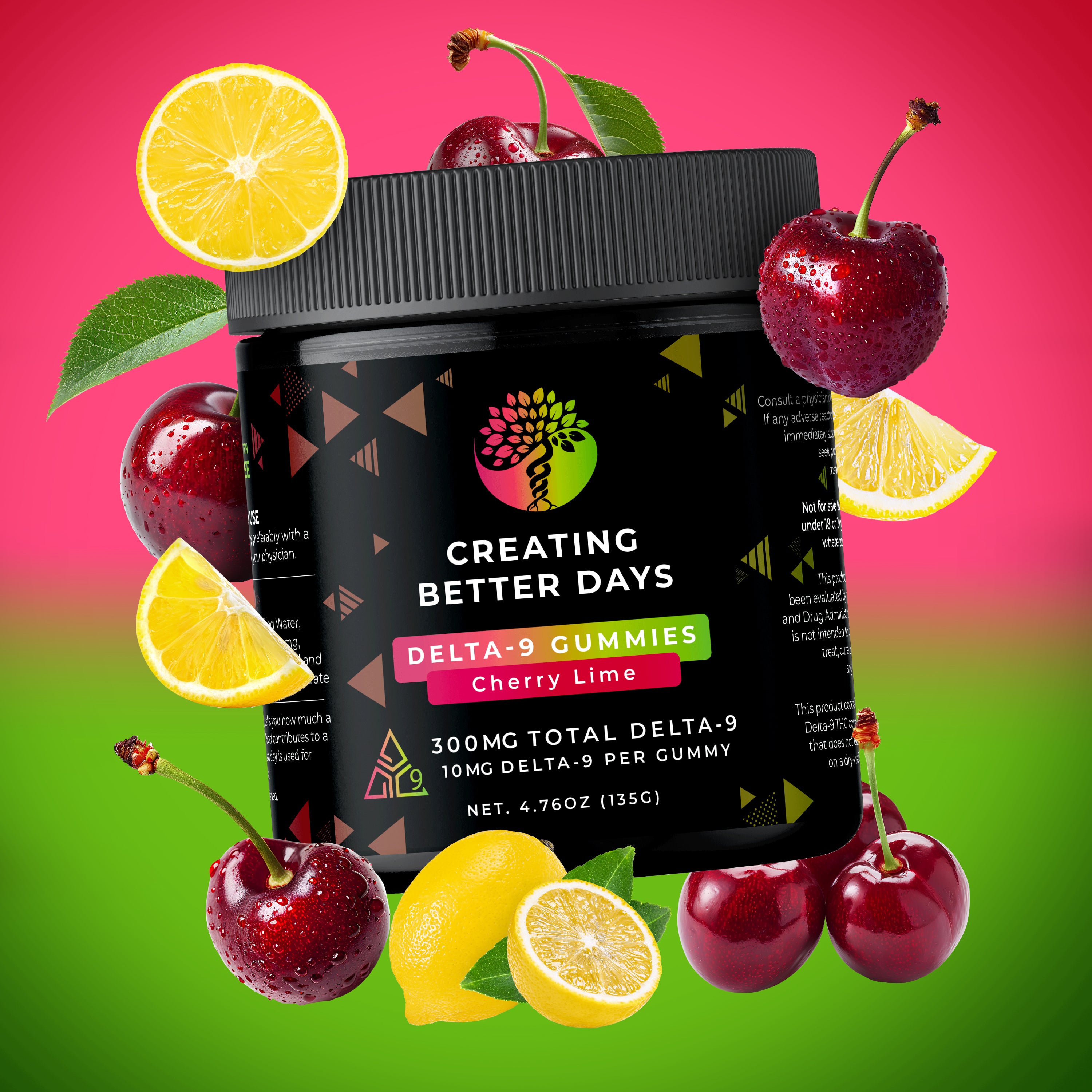 THC Gummies - 10mg Cherry Lime - Medium Potency