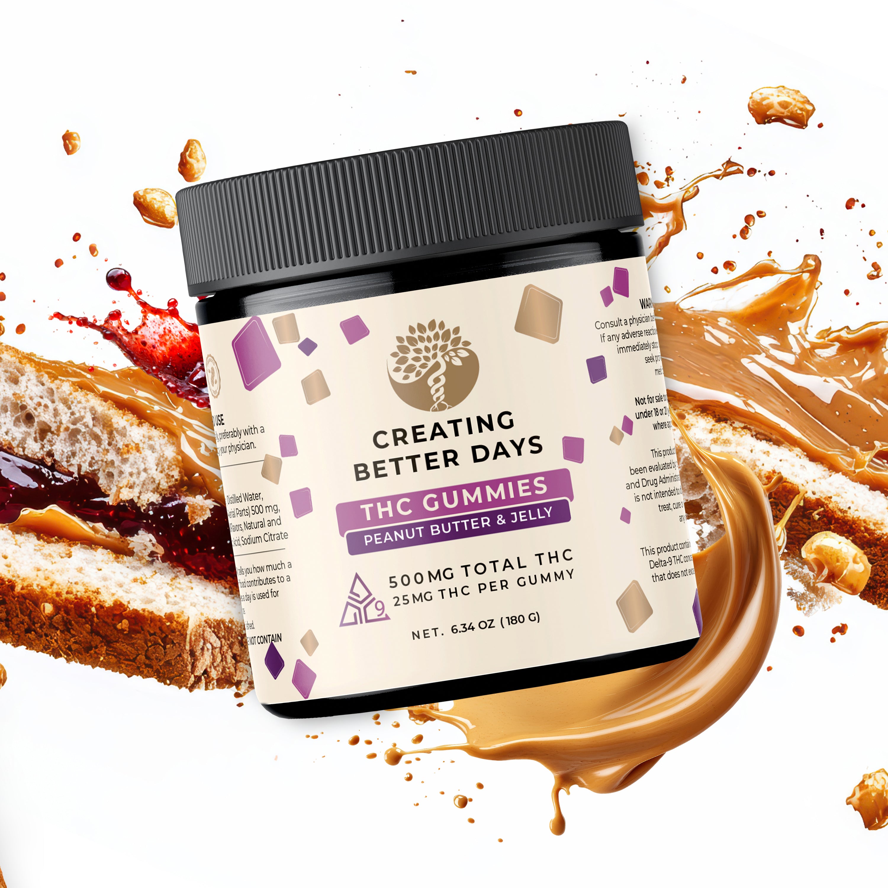 THC Gummies - 25mg Peanut Butter & Jelly - High Potency