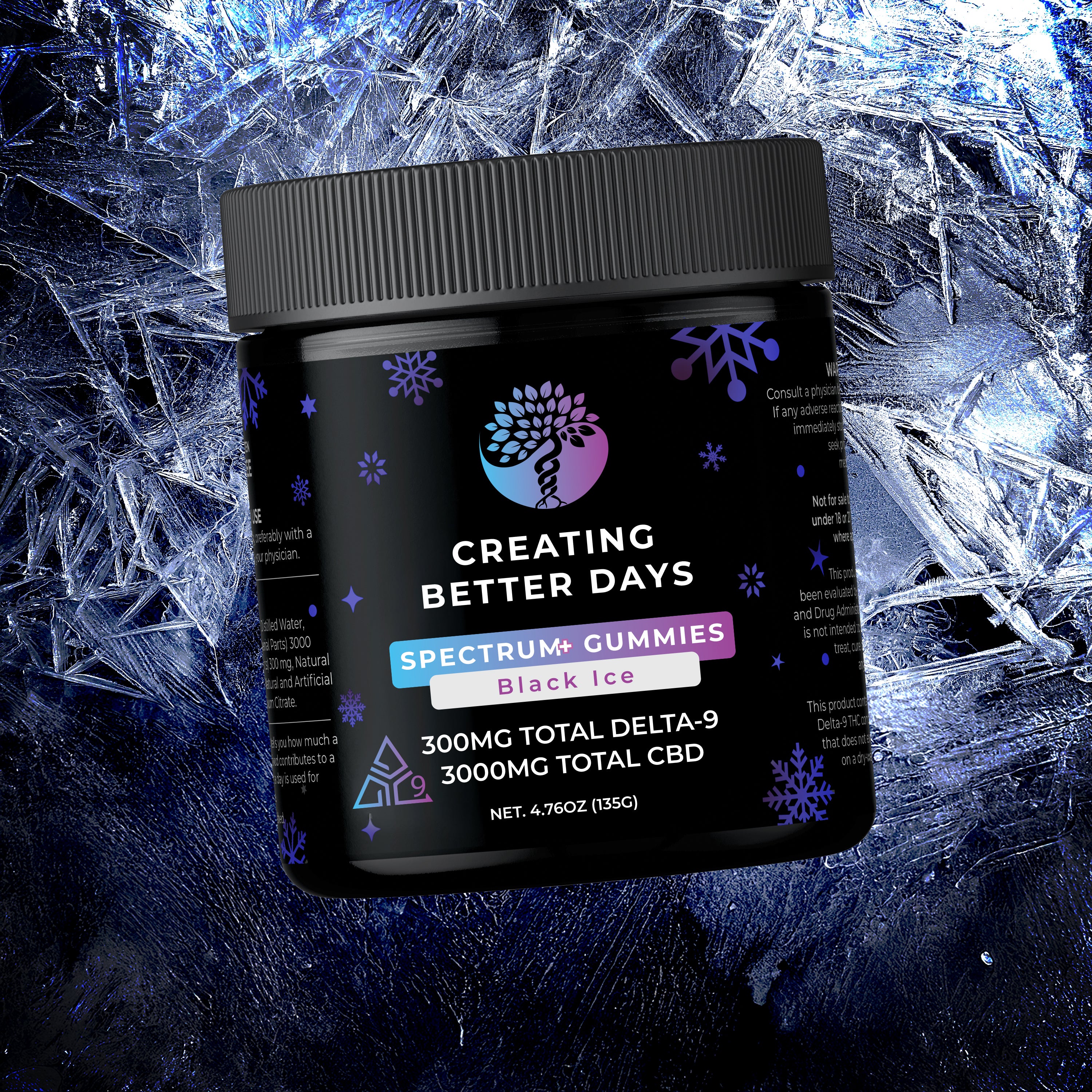 Spectrum+ Gummies - 10mg THC + 100mg CBD - Black Ice - Medium Potency