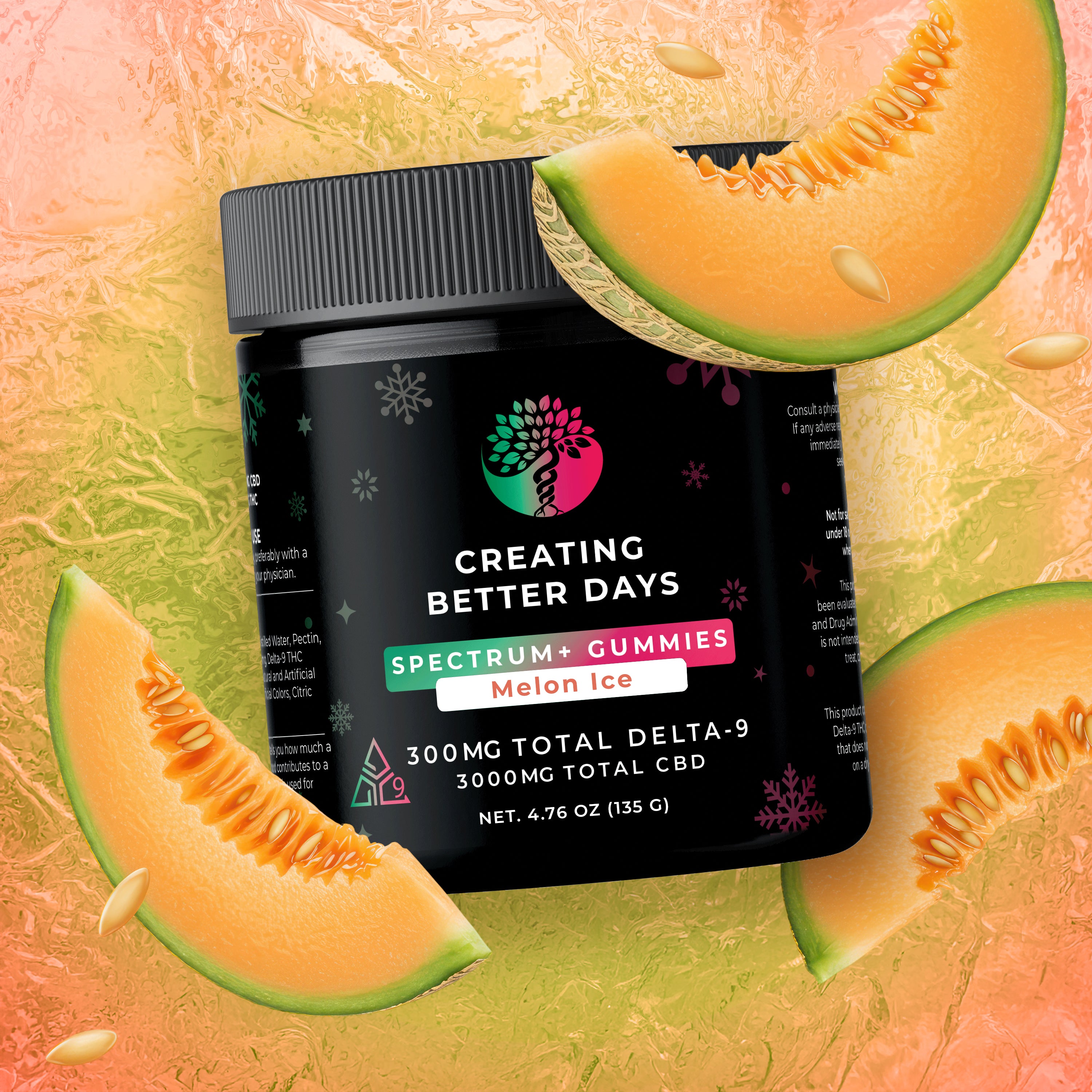 Spectrum+ Gummies - 10mg THC + 100mg CBD - Melon Ice - Medium Potency