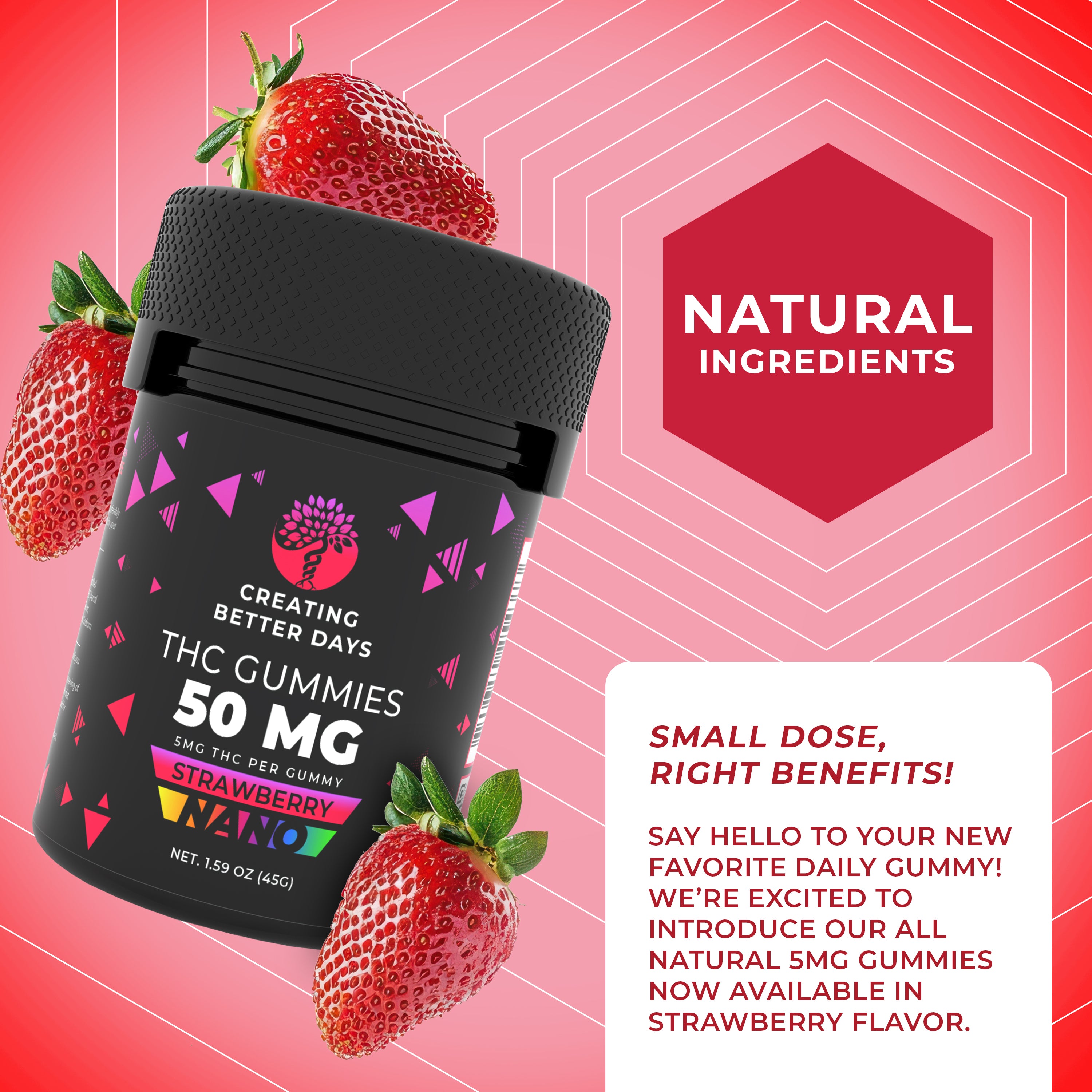 THC Gummies - 5mg Nano Strawberry - Micro-dose