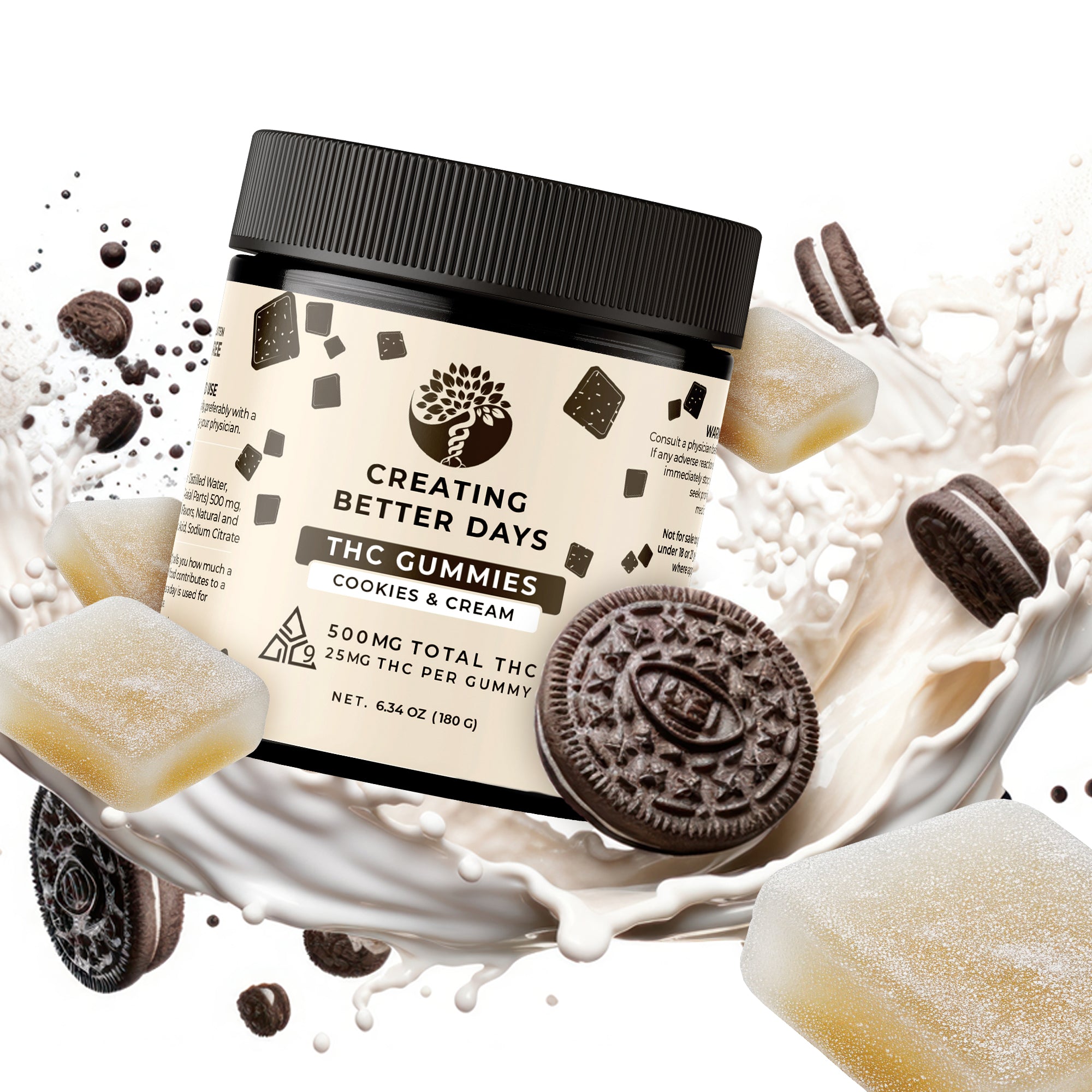 Creating Better Days Cookies & Cream Delta-9 THC Gummies 500 MG