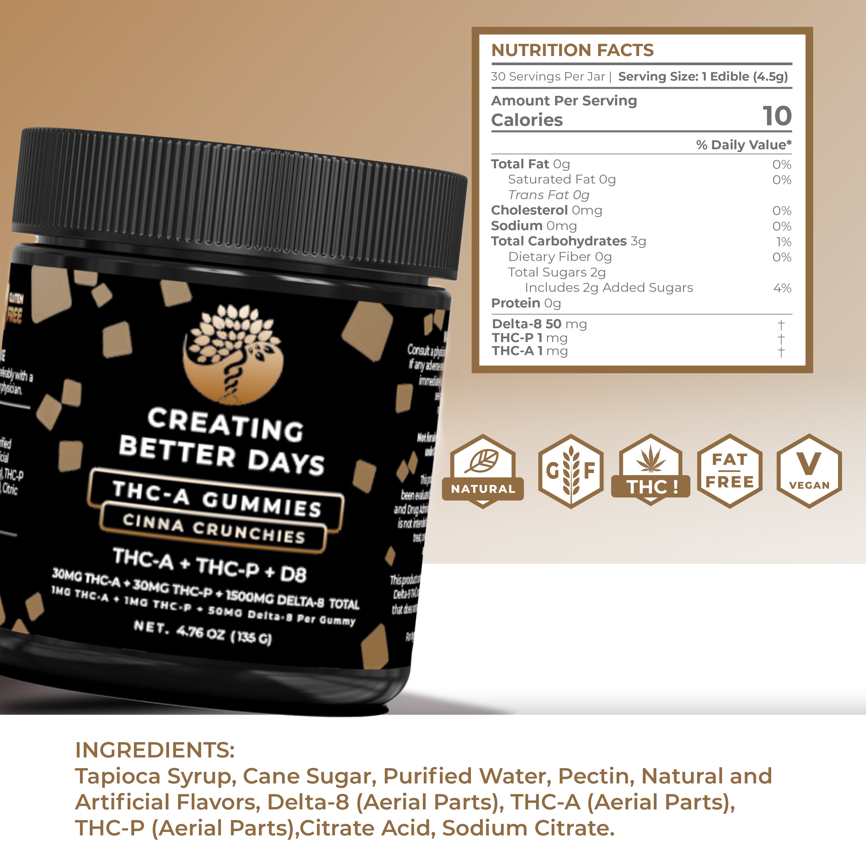 THC Gummies – THCA + Delta-8 + THCP Blend – Cinna Crunchies - High Potency