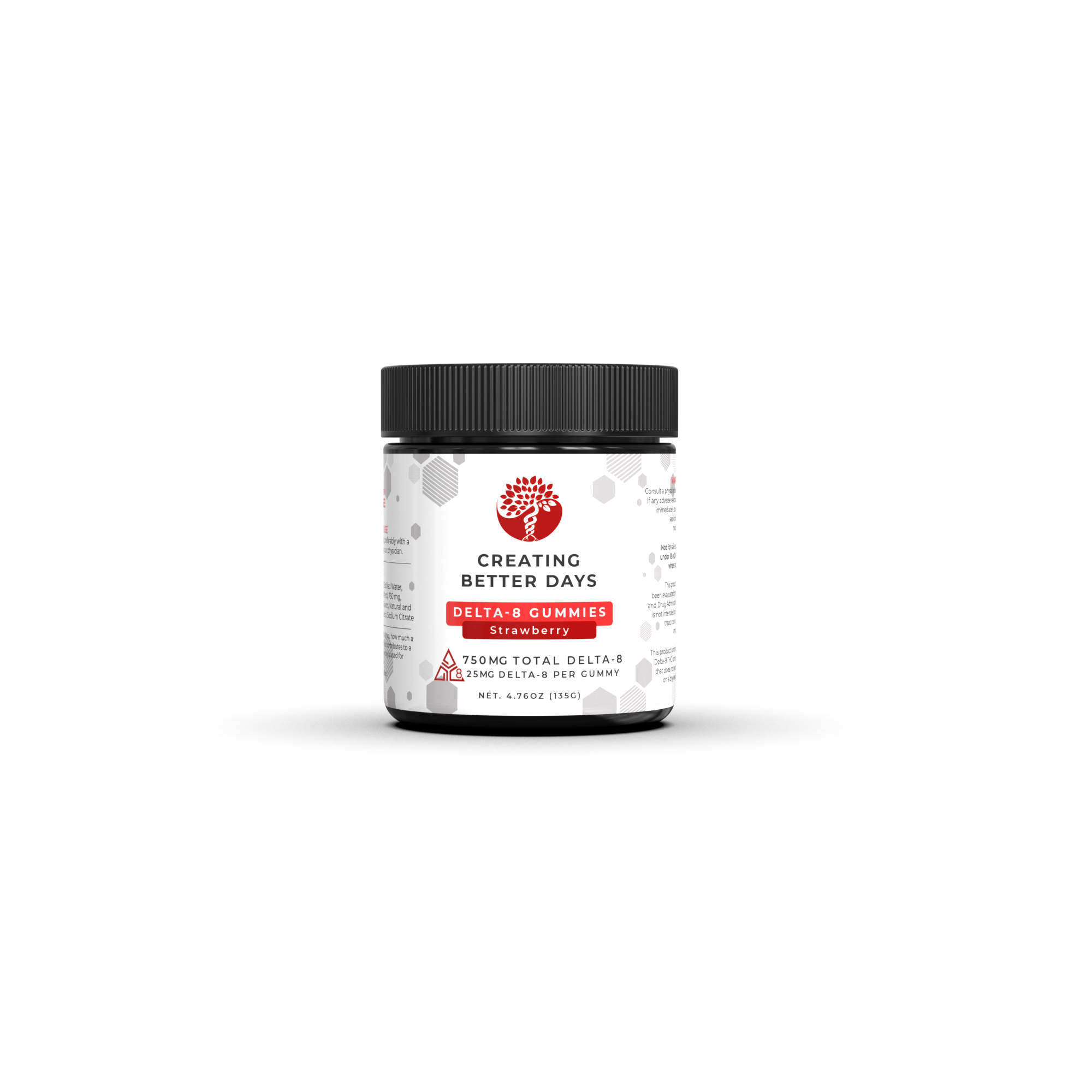 Delta 8 Gummies - 25mg Strawberry - Medium Potency