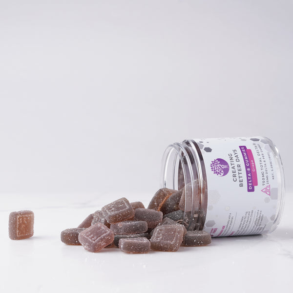 750mg Grape Delta-8 Gummies - Fat-Free & Vegan | Creating Better Days