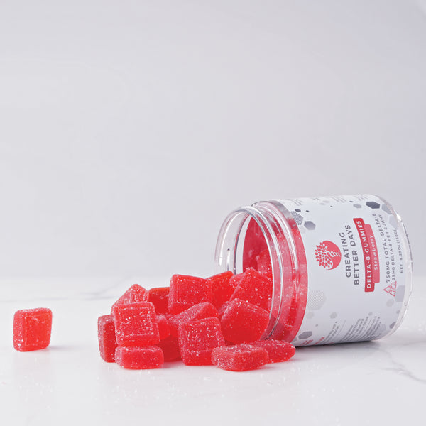 750mg Strawberry Delta-8 Gummies - Fat-Free & Vegan | Creating Better Days