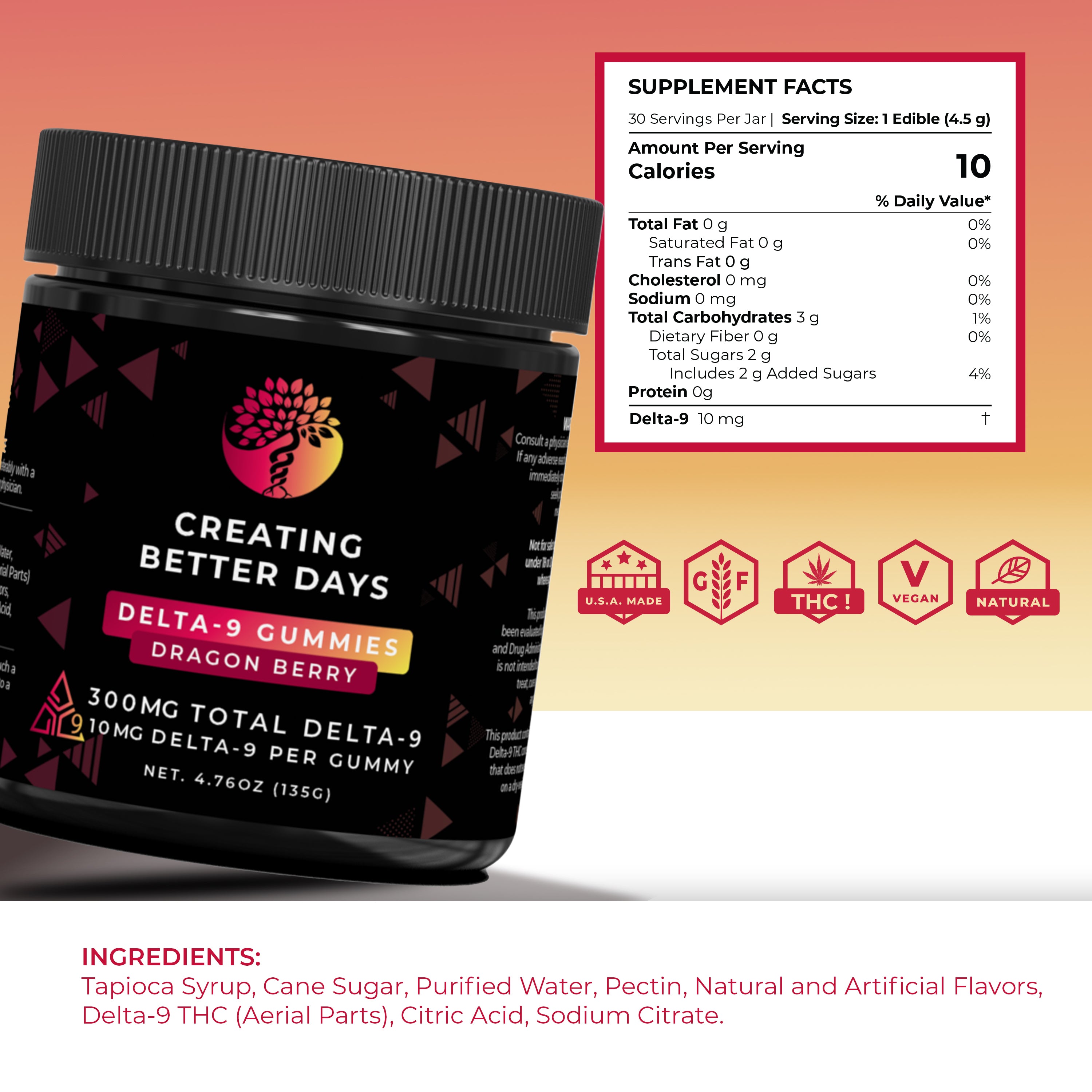 THC Gummies - 10mg Dragon Berry - Medium Potency