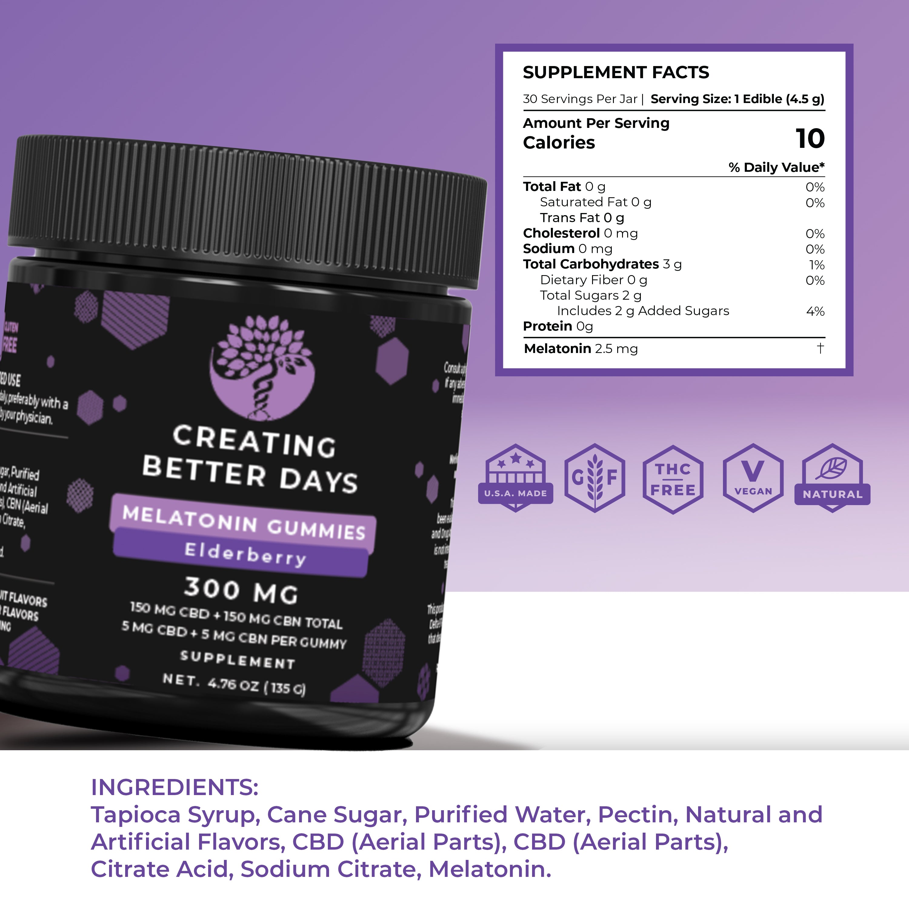Elderberry Melatonin CBD + CBN Gummies 300 MG