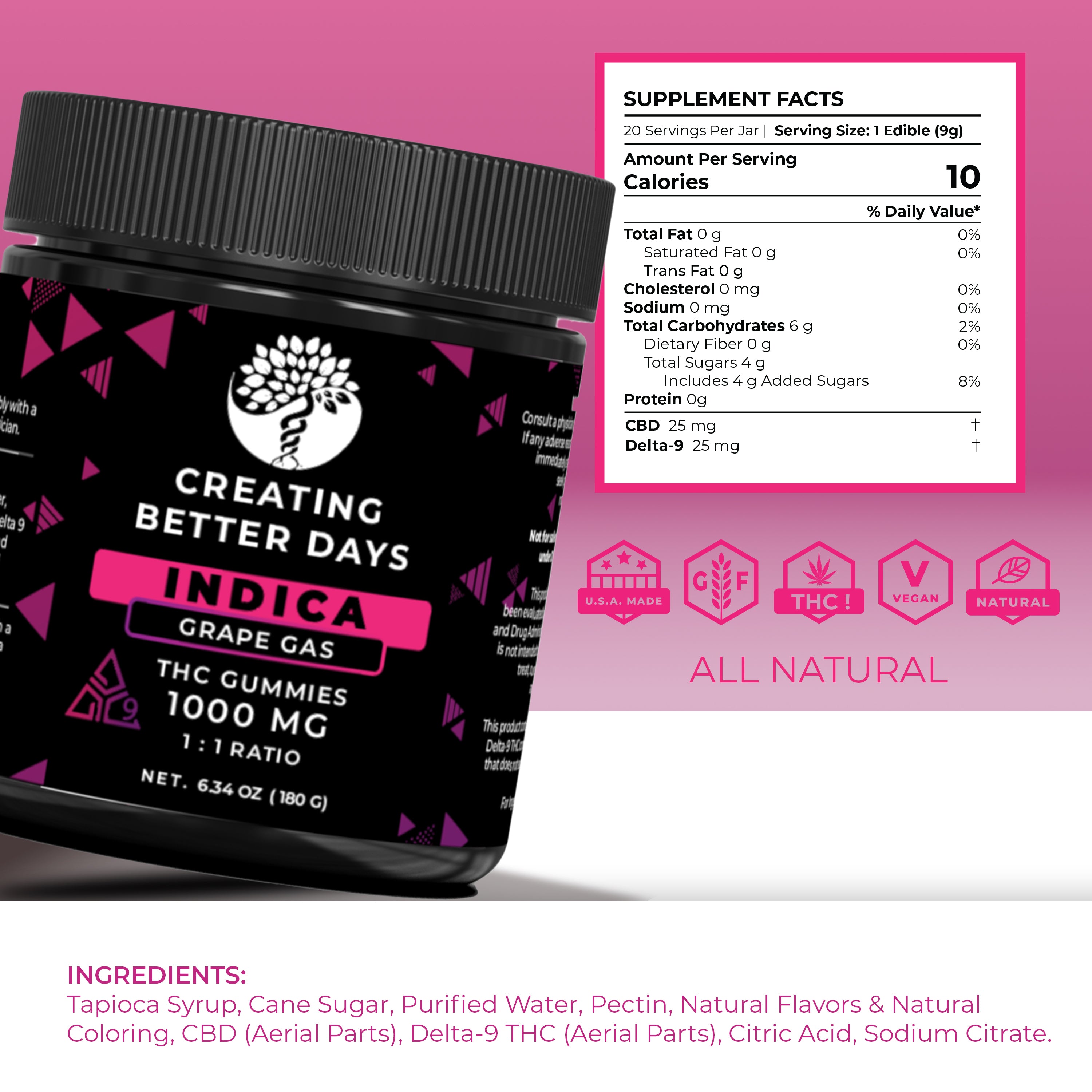 Grape Gas Delta 9 Gummies 1000 MG