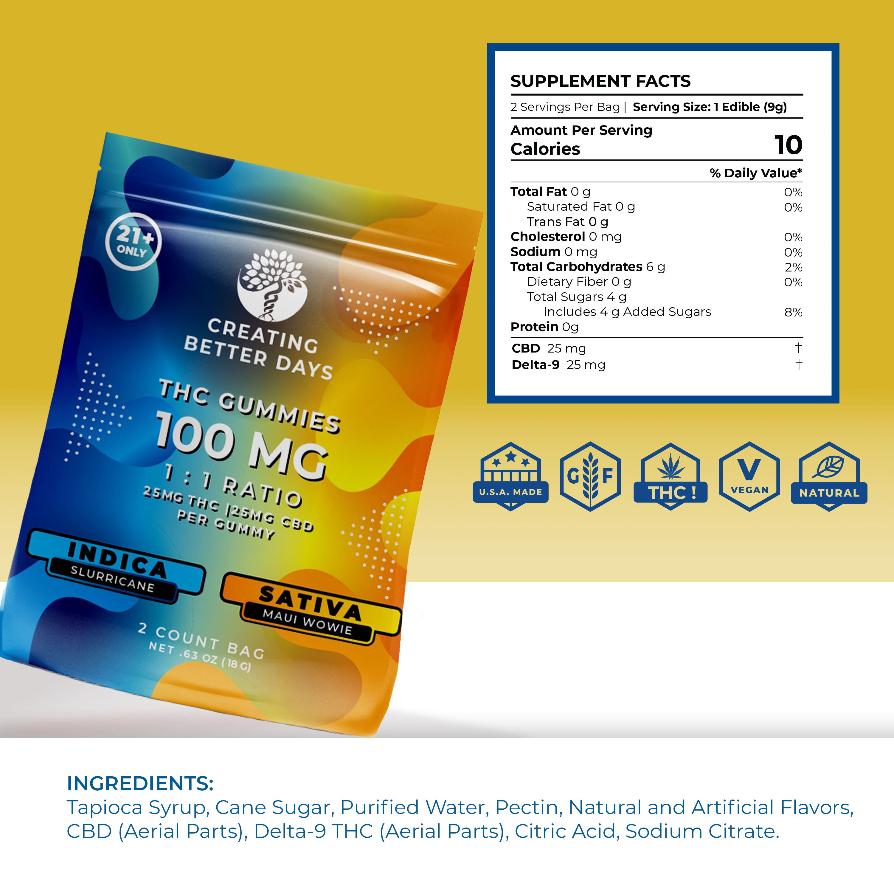 THC Gummies - 50mg Sativa 2ct - High Potency
