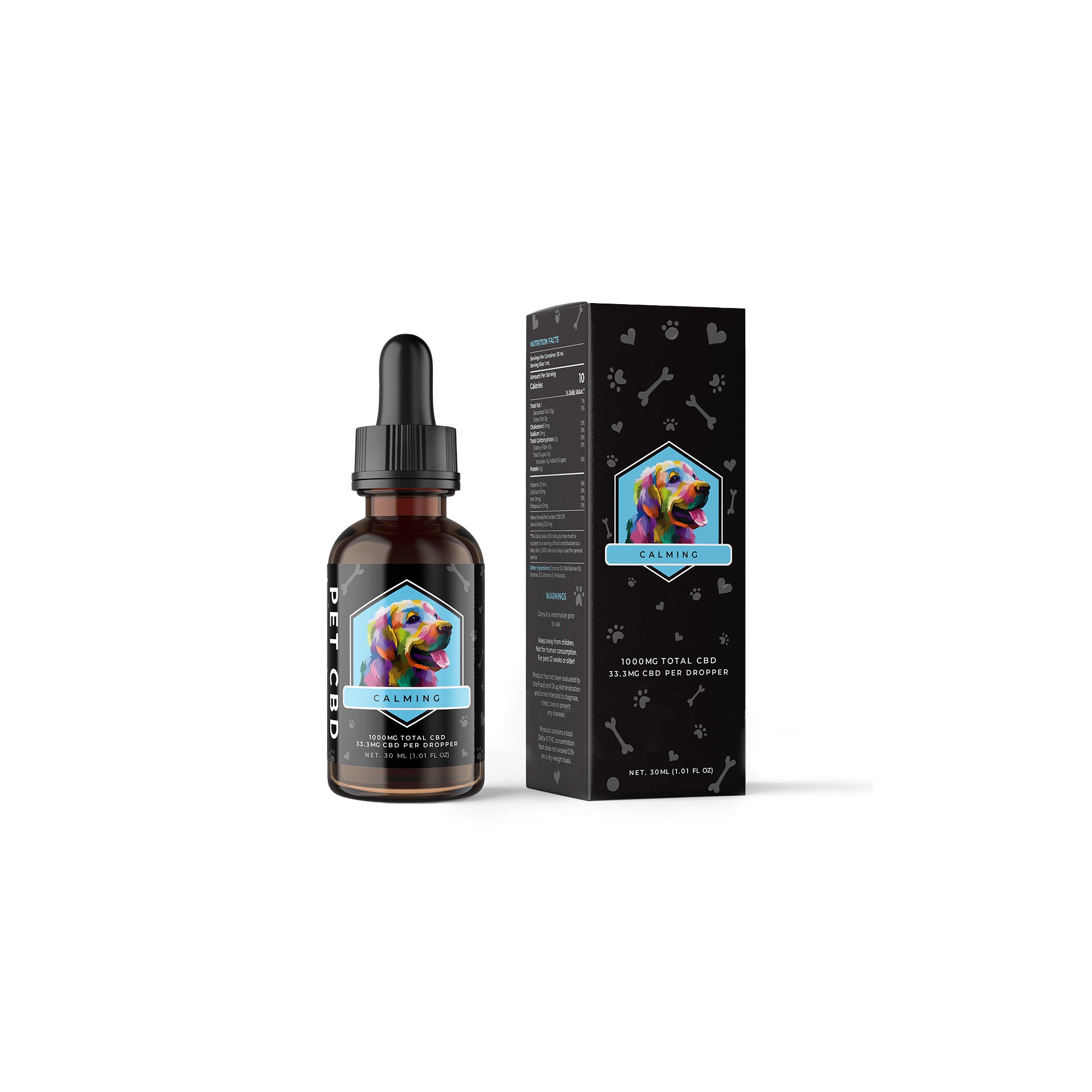 CBD Tincture - 1000mg  Calming Pet Oil For Dogs - THC Free - Pet