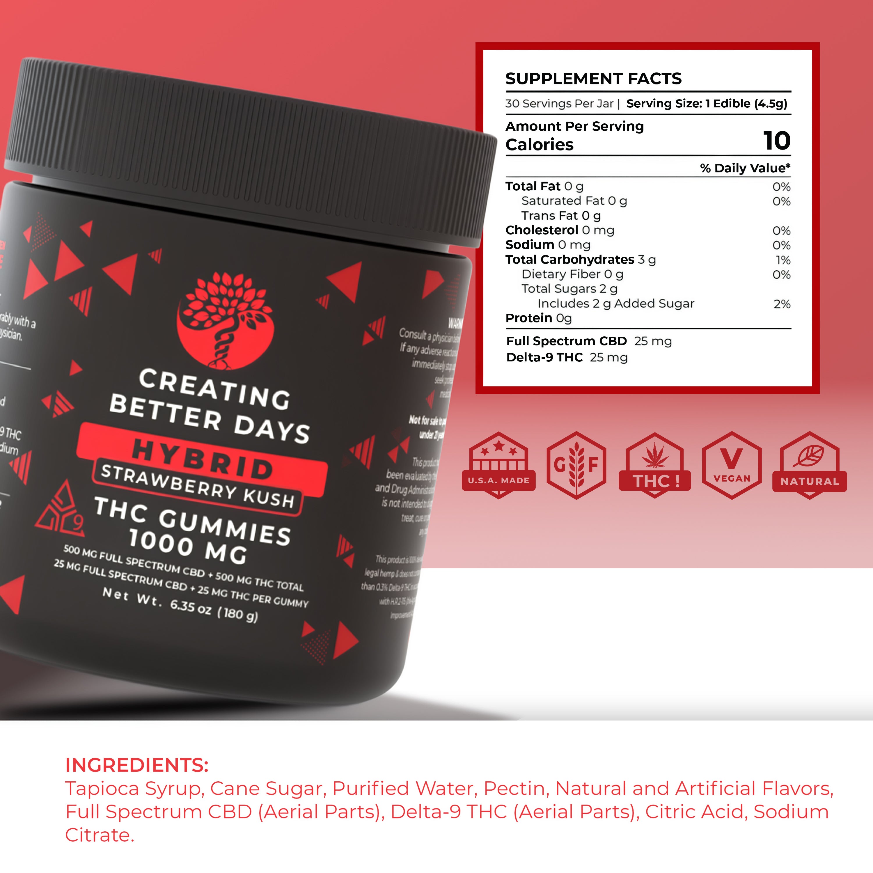 Strawberry Kush Delta 9 Gummies 1000 MG