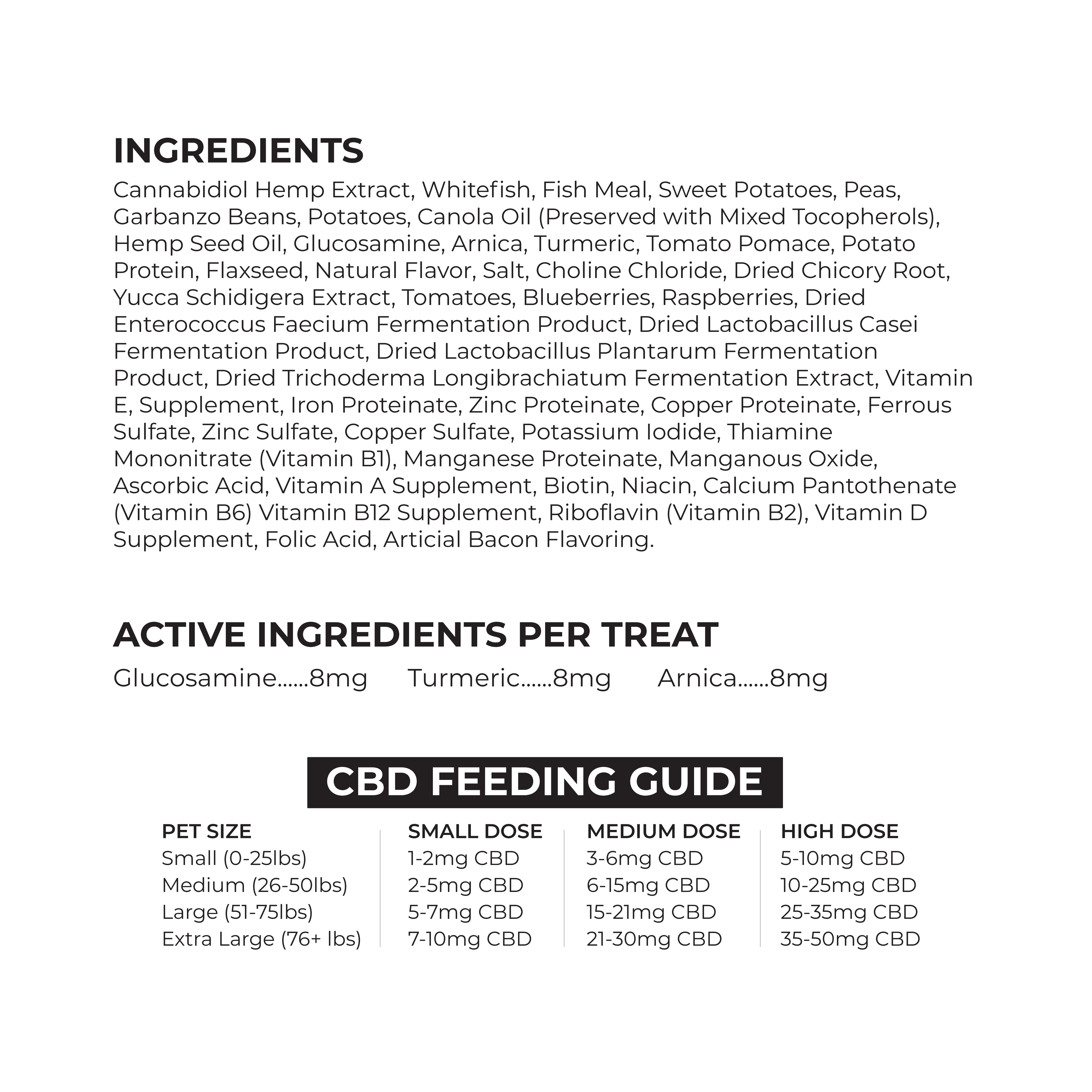 CBD - 900mg Hip & Joint Dog Chews (Bacon) - THC Free - Pet