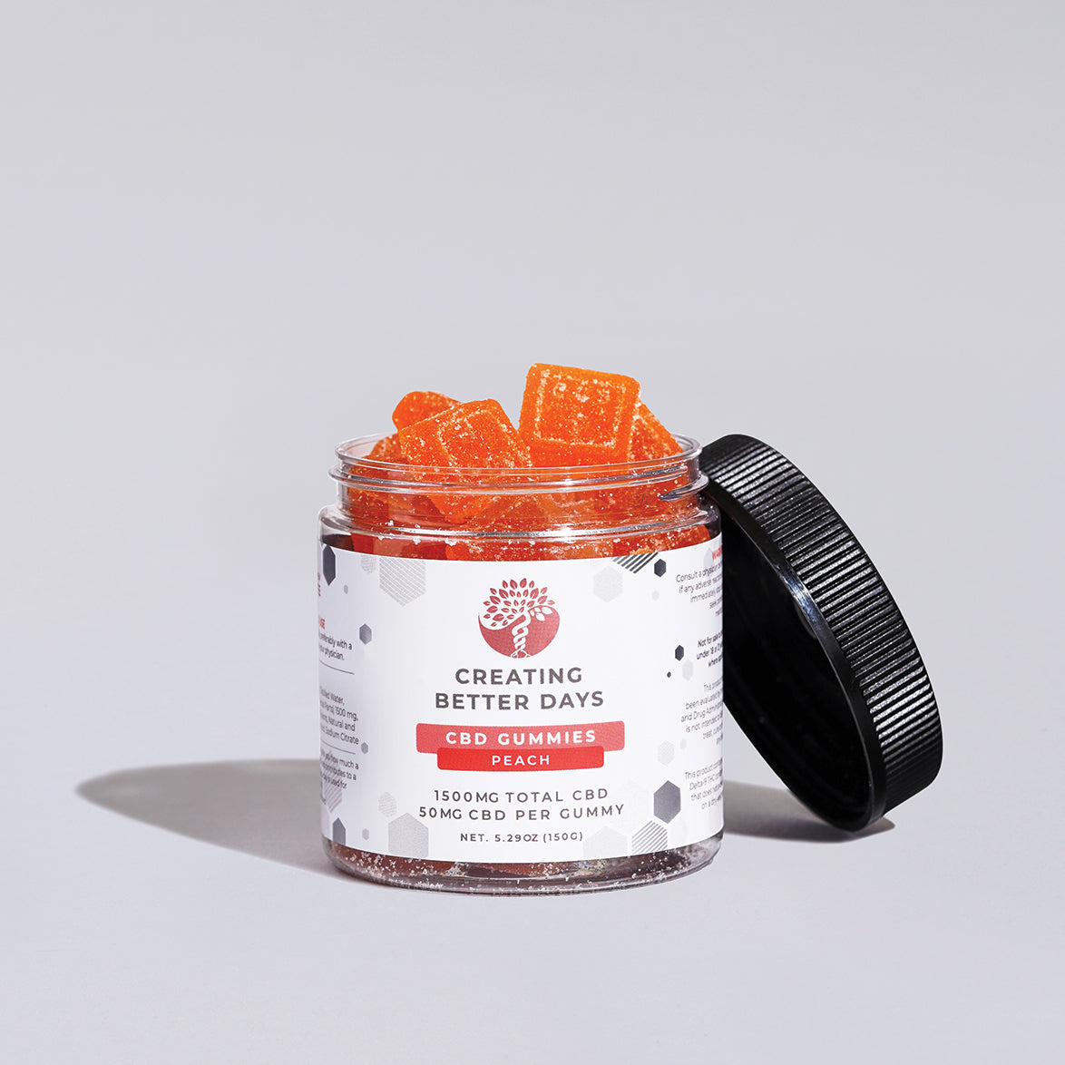 1,500mg Peach CBD Gummies - Fat-Free & Vegan | Creating Better Days