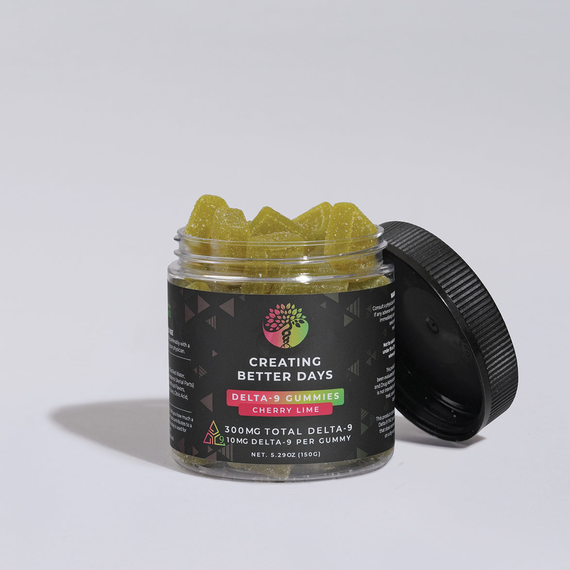 300mg Delta-9 Cherry Lime Gummies - Fat-Free & Vegan | Creating Better Days