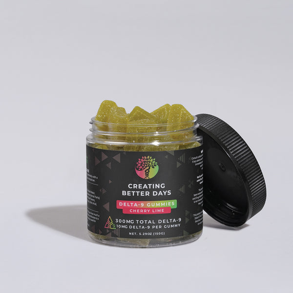 300mg Delta-9 Cherry Lime Gummies - Fat-Free & Vegan | Creating Better Days