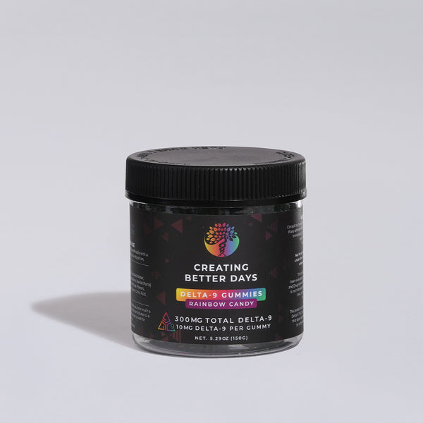 300mg Delta-9 Rainbow Candy Gummies - Fat-Free & Vegan | Creating Better Days